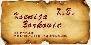 Ksenija Borković vizit kartica